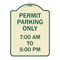 Signmission Permit Parking 7-00 Am to 5-00 Pm Heavy-Gauge Aluminum Architectural Sign, 24" x 18", TG-1824-23324 A-DES-TG-1824-23324 - alternate 1